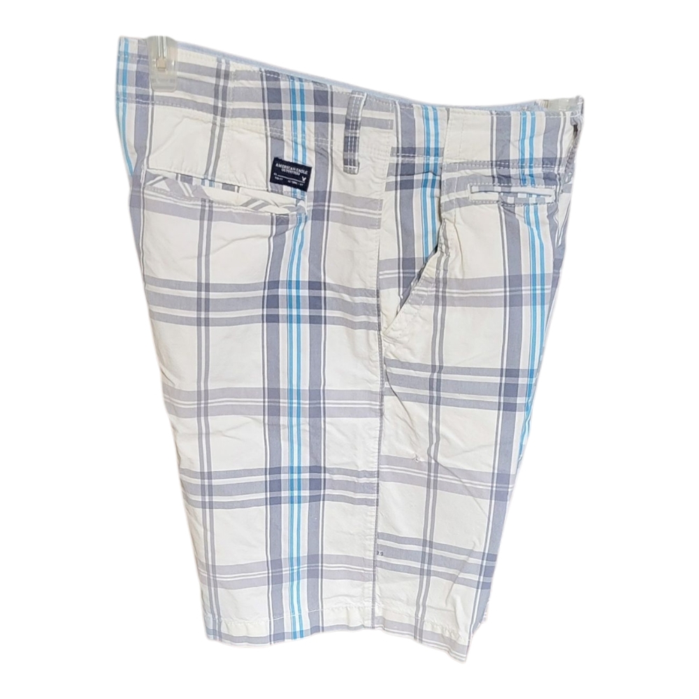 American Eagle Plaid Shorts in Blue and Gray